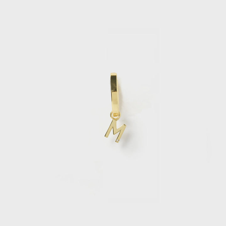 Initial Gold Charm Earring- M