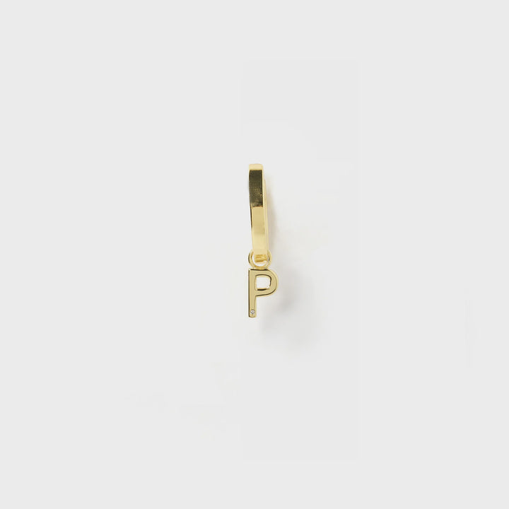 Initial Gold Charm Earring- P
