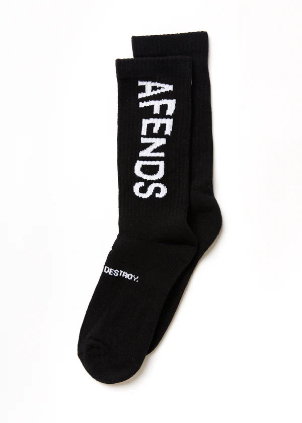 Spaced Out Recycled Crew Socks - Black