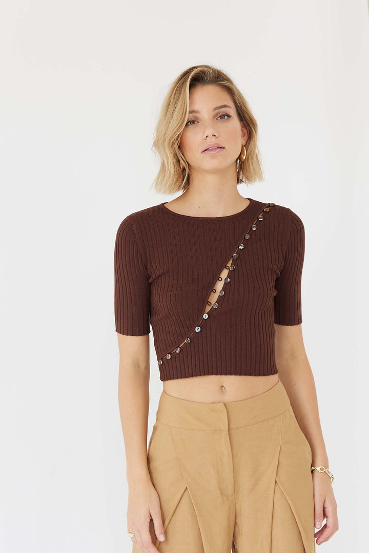 Swerve Knit Top - Chocolate
