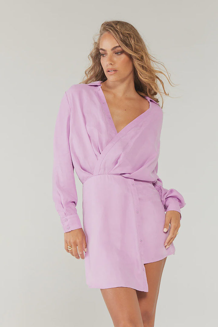 Encore Mini Shirt Dress - Frosted Lilac