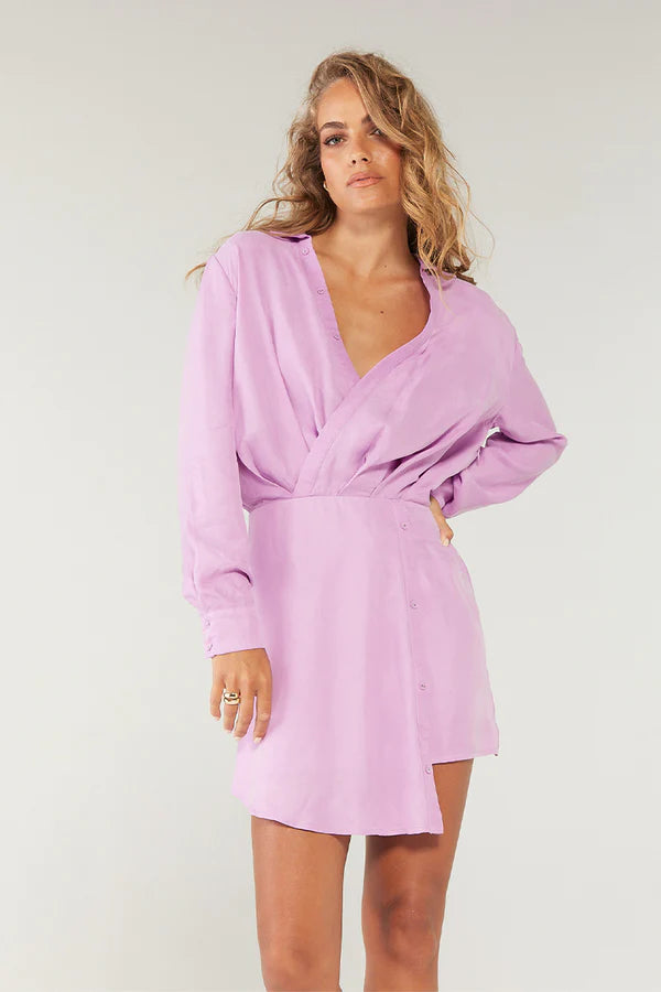 Encore Mini Shirt Dress - Frosted Lilac