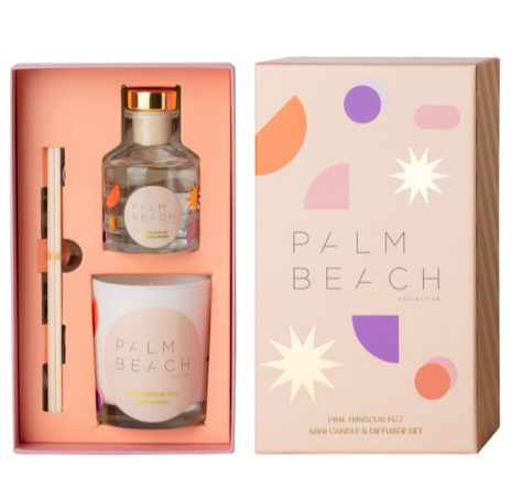 Palm Beach Mini Candle & Diffuser Gift Pack - Pink Hibiscus Fizz