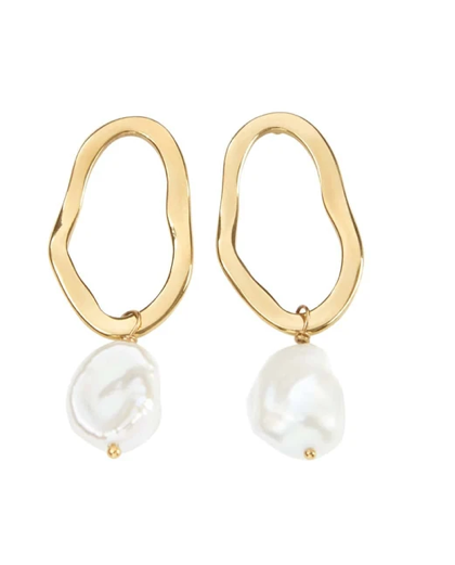 Athena Earrings - Yellow Gold Pearl
