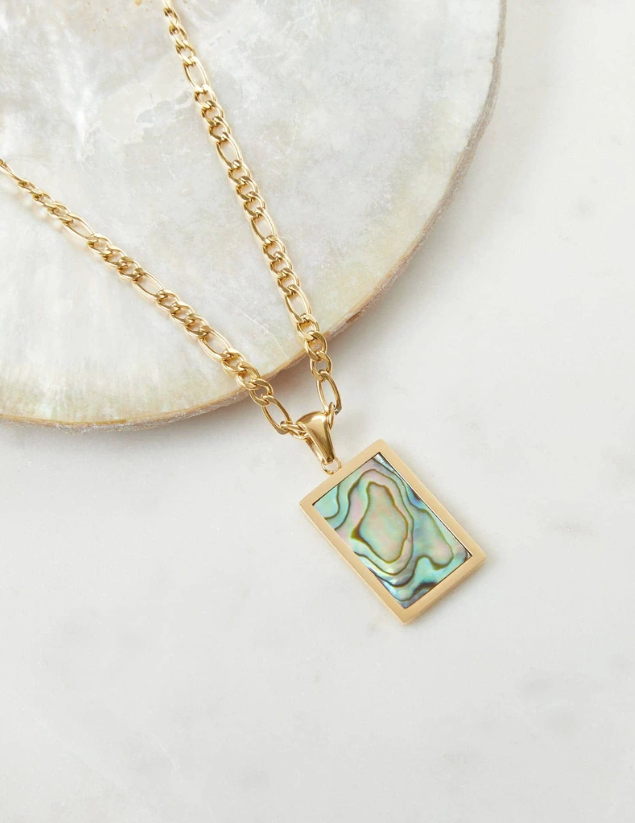 Ocean Song Necklace - Yellow Gold Paua Shell