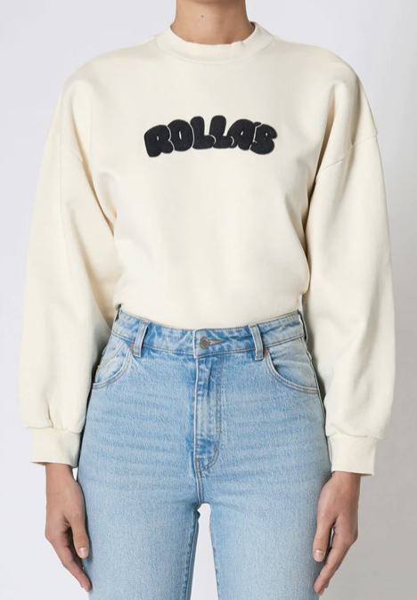 Rollas Bubble Logo Slouch Sweater - Cream