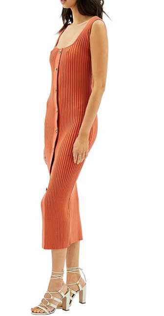 Milley Ribbed Midi Dress - Terracotta