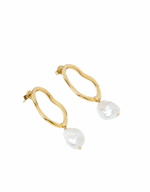 Athena Earrings - Yellow Gold Pearl