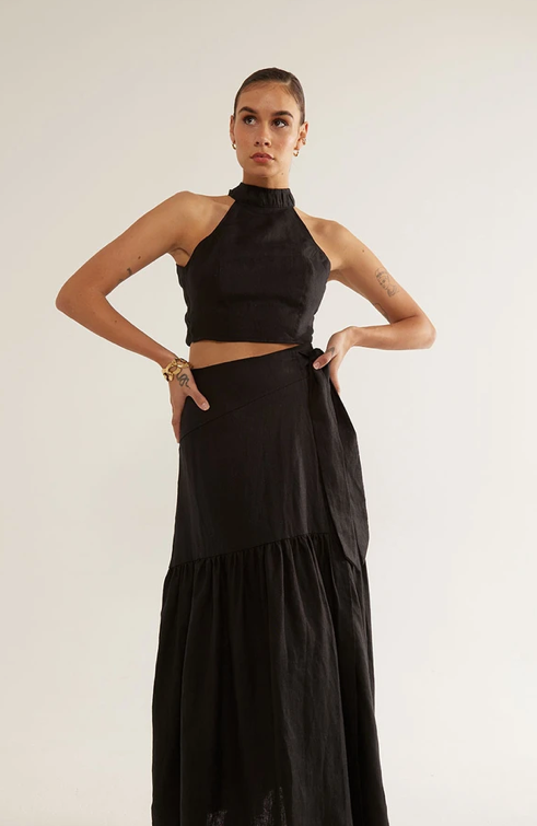 Virtue Wrap Maxi Skirt - Noir
