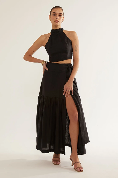 Virtue Wrap Maxi Skirt - Noir