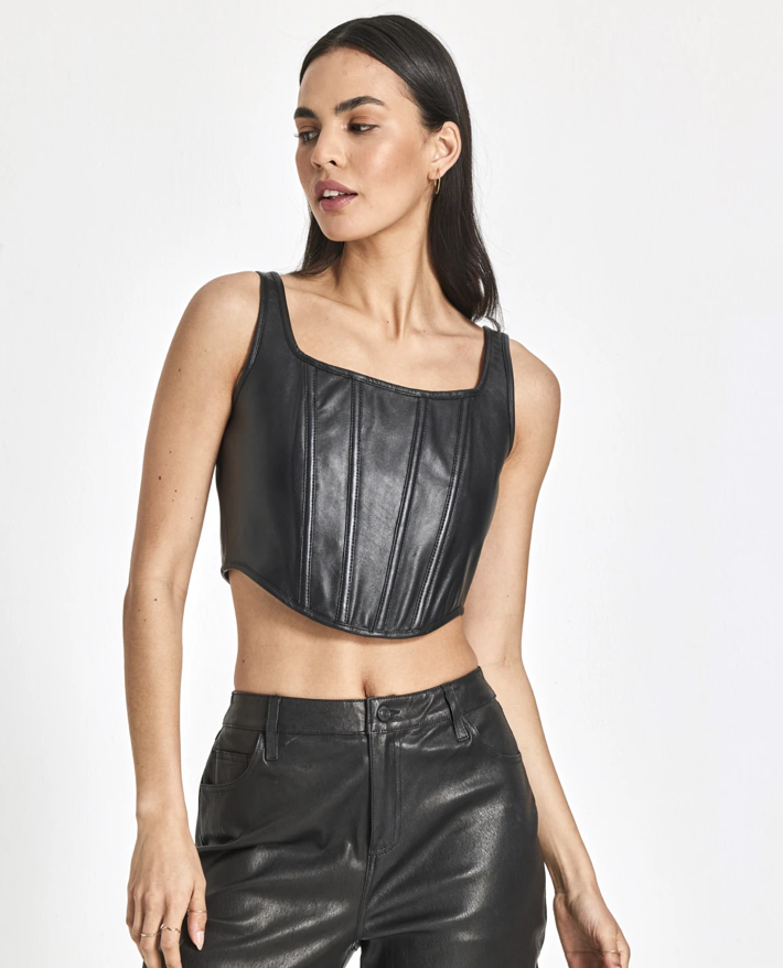 Leather Bustier - Black