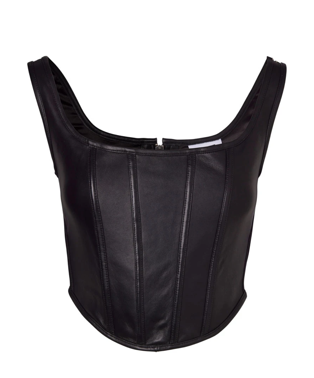 Leather Bustier - Black