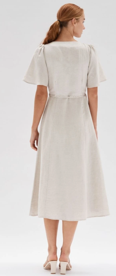 Amaya Wrap Midi Dress - Natural Marle