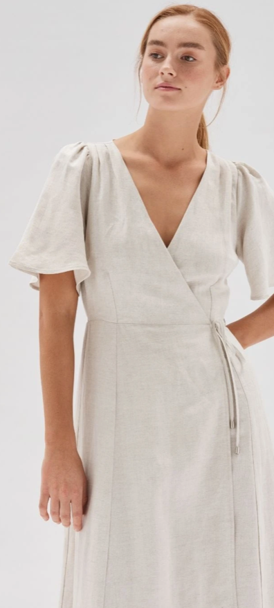 Amaya Wrap Midi Dress - Natural Marle