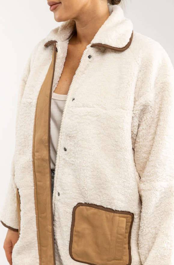Contrast Sherling Jacket - Off White