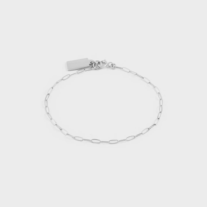 Rectangle Tag Bracelet Medium- Silver