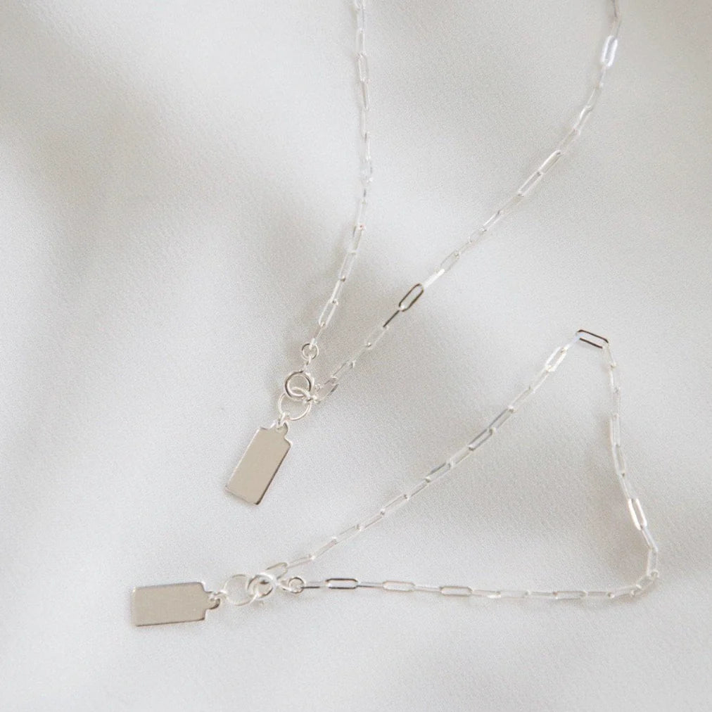 Rectangle Tag Bracelet Medium- Silver
