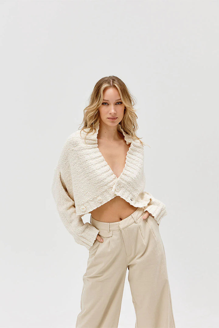 Inverse Crop Cardi - Cream