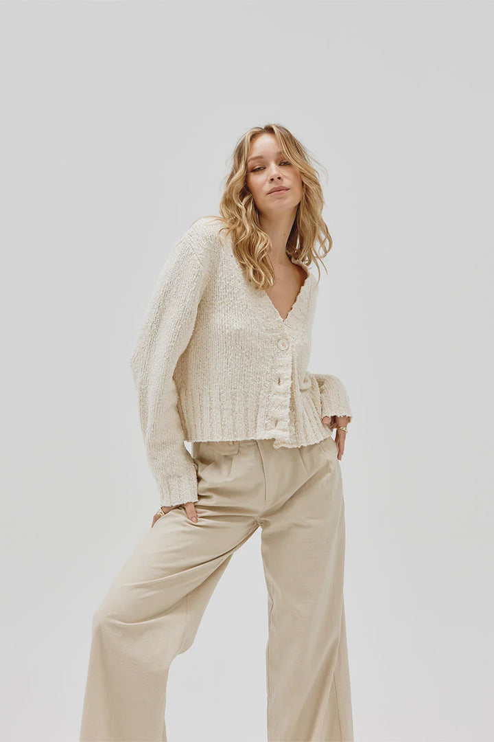 Inverse Crop Cardi - Cream