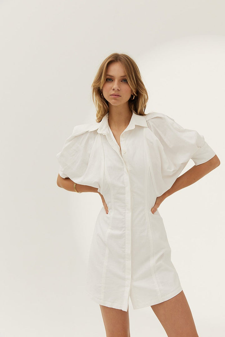 Hush Shirt Dress - White
