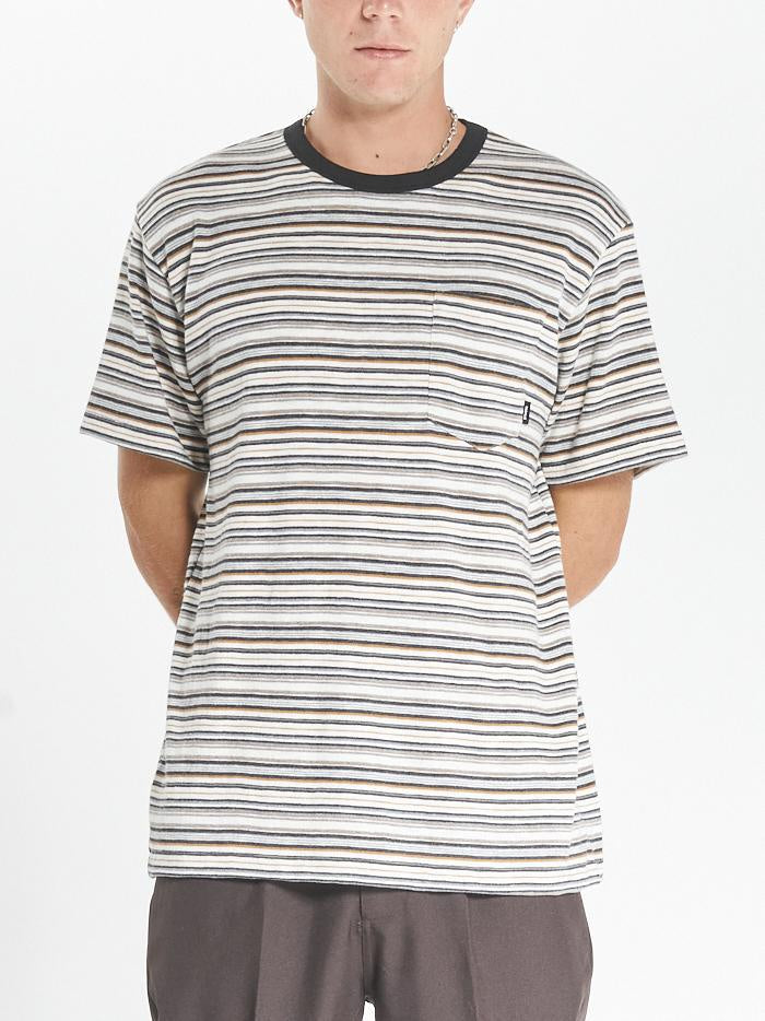 Indie Stripe Merch Fit Pocket Tee - Heritage White