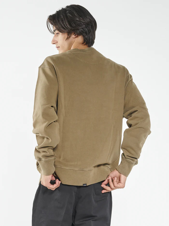 Palm Oval Embro Oversize Crew - Elmwood