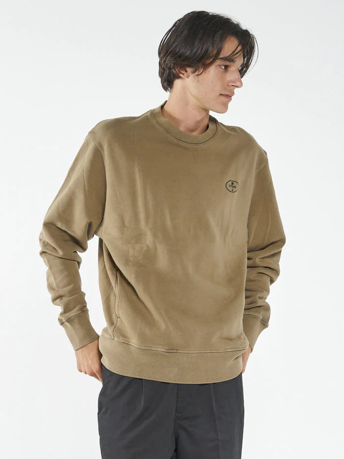 Palm Oval Embro Oversize Crew - Elmwood