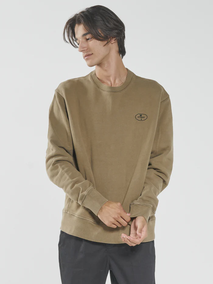 Palm Oval Embro Oversize Crew - Elmwood