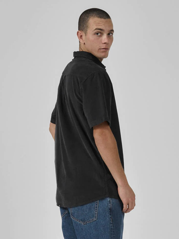 Stranded Cord Short Sleeve Shirt - Dark Charcoal