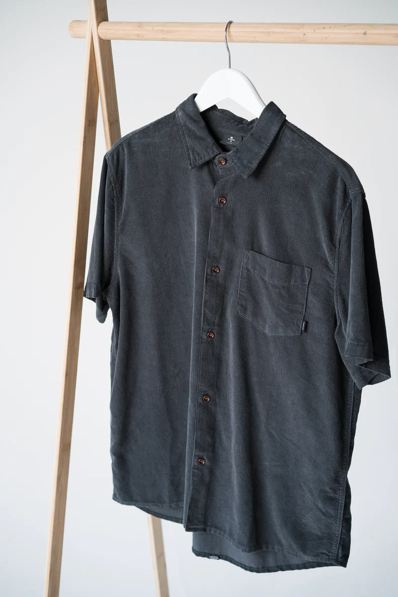Stranded Cord Short Sleeve Shirt - Dark Charcoal