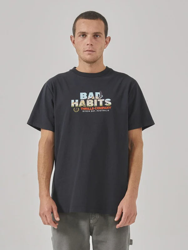 Thrills Royal Habits Merch Fit Tee- Twilight Black