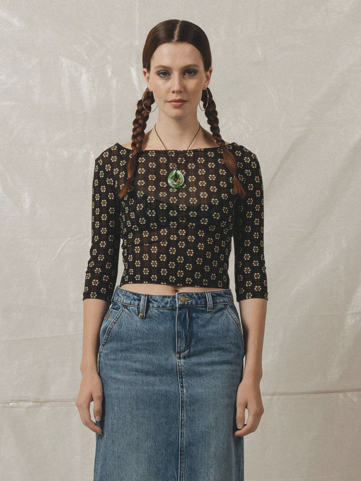 Thrills Jasmine Mesh Top - Black