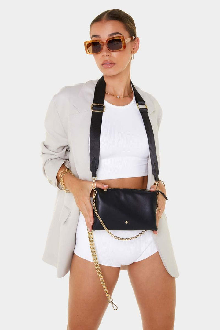 Victoria Shoulder & Crossbody Bag - Black/Gold