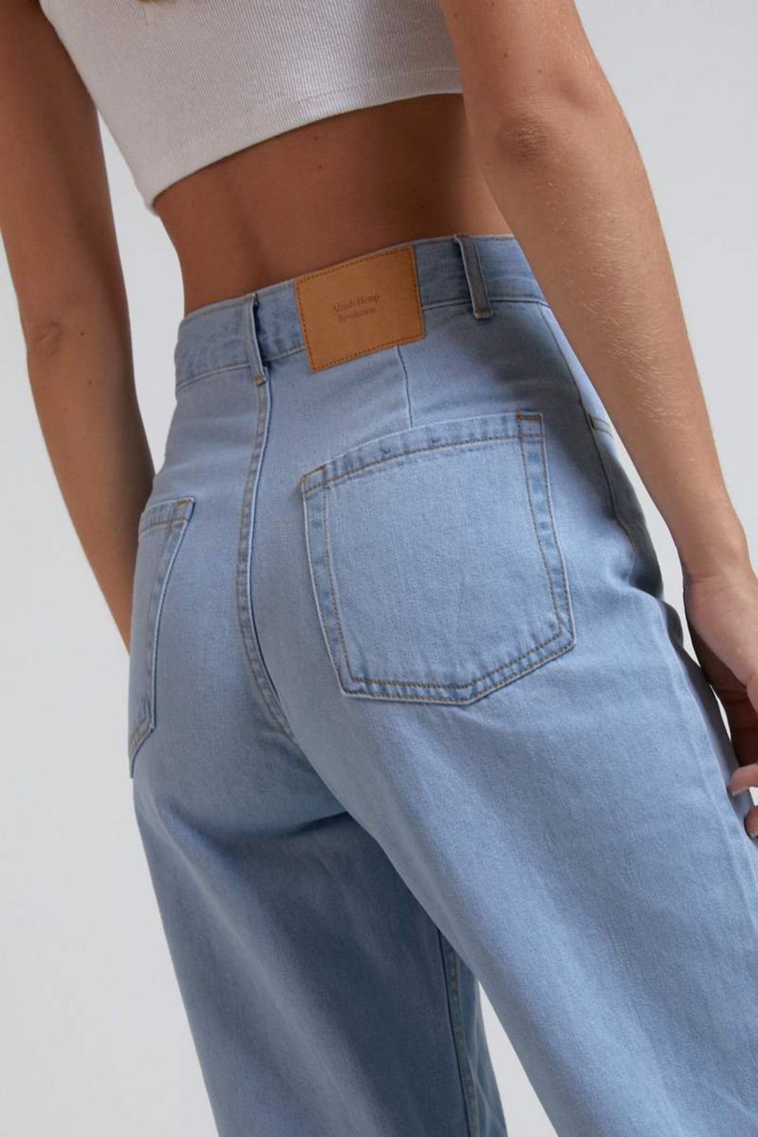 Shelby- Hemp Denim High Waist Wide Leg Jean- Stone Blue