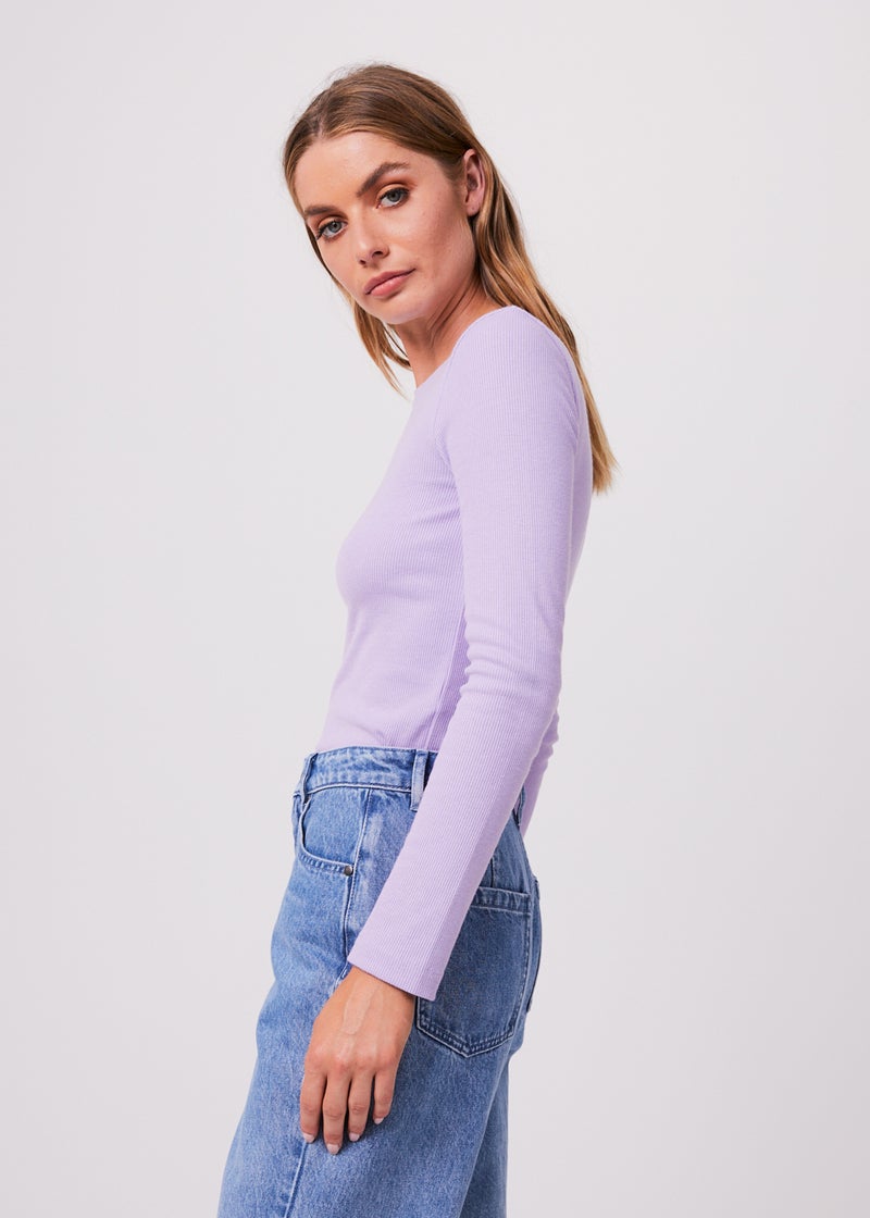 Harvey Hemp Rib Long Sleeve Tee - Orchid