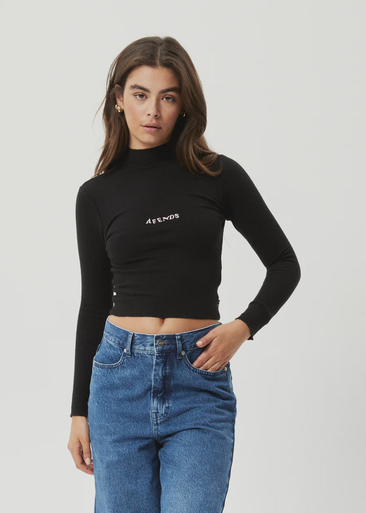 Daze Iconic Hemp Rib Long Sleeve Top - Black