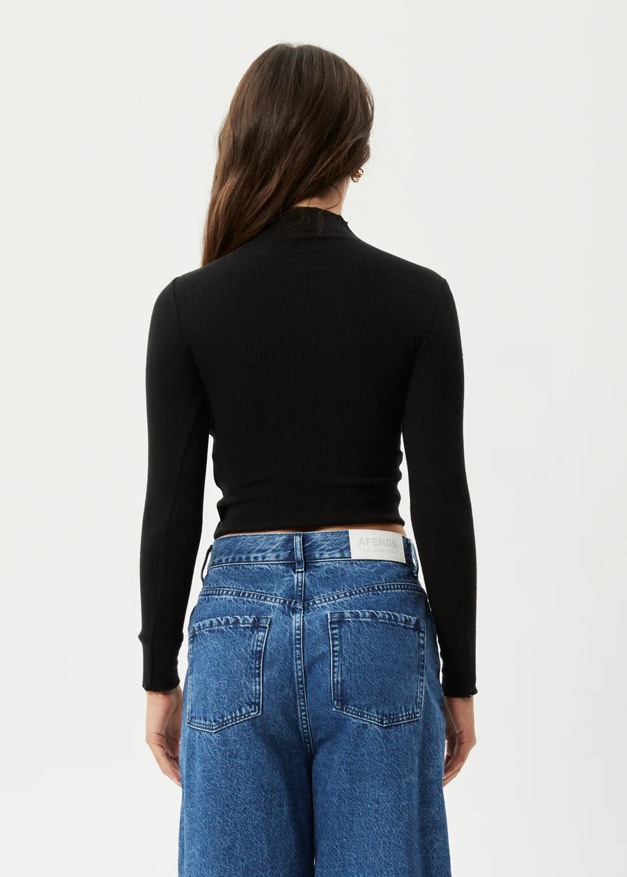 Daze Iconic Hemp Rib Long Sleeve Top - Black