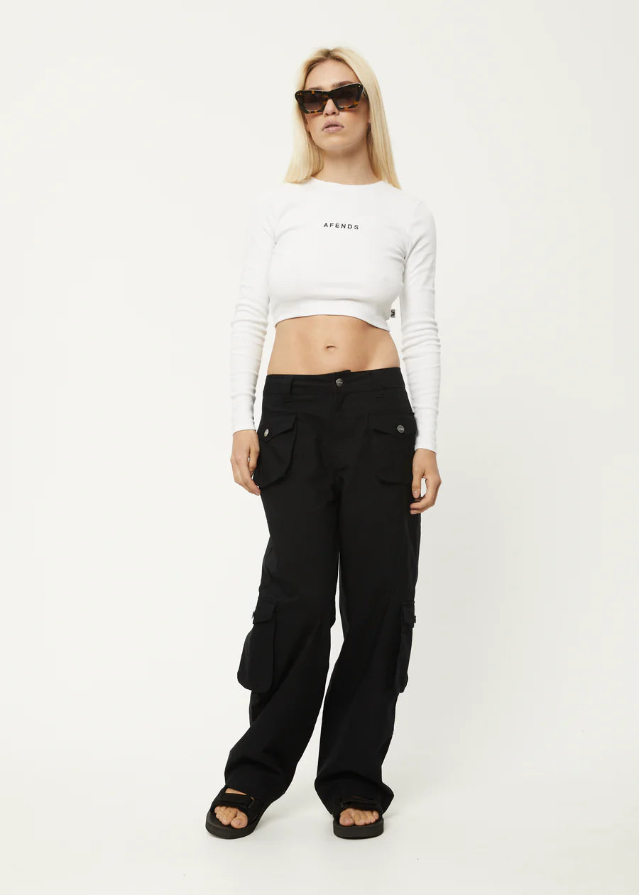 Boundless Recycled Cropped Rib LS Top- White
