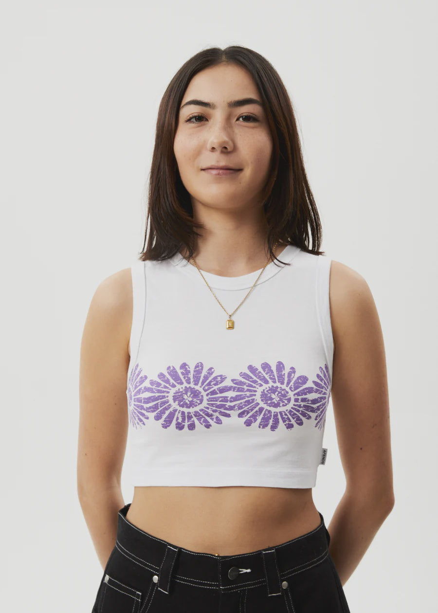 Afends Daisy Cropped Singlet - White