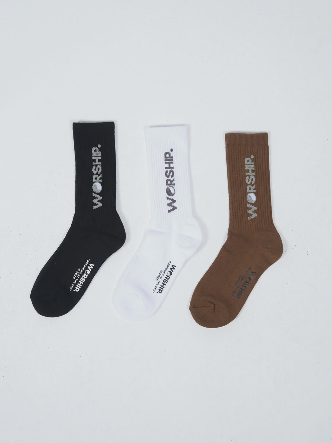 Worship Core Socks Organic 3 Pack- White/Raindrum/Black