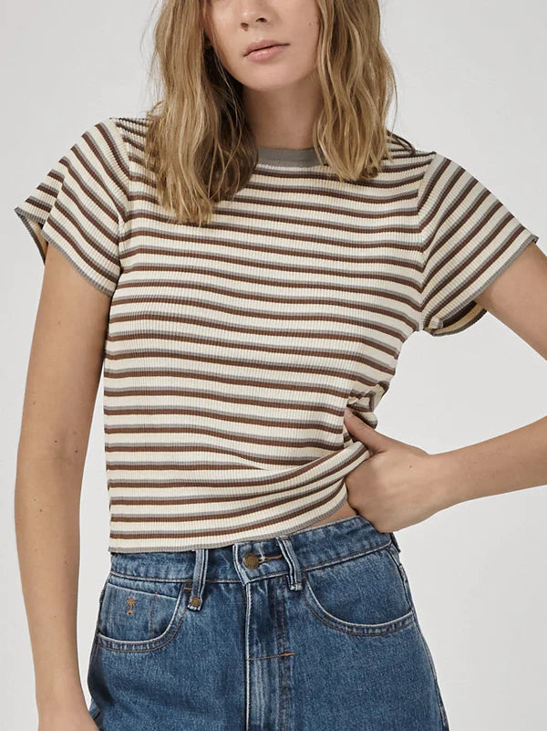 Only You Knit Baby Crop Tee - Overcast