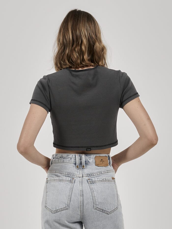 Gold Ribbon Baby Crop Tee - Merch Black