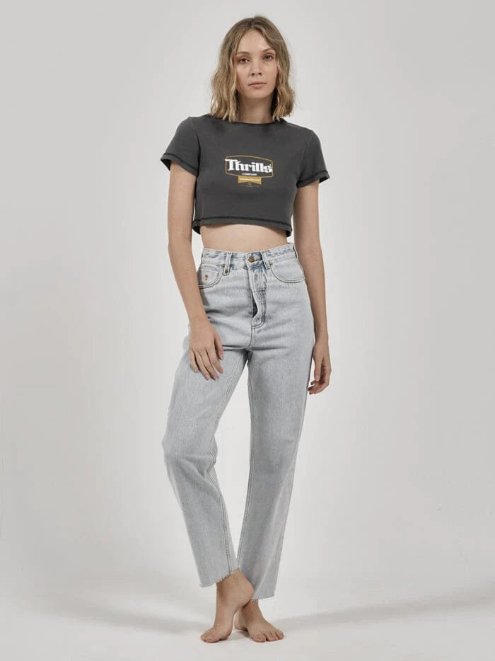 Gold Ribbon Baby Crop Tee - Merch Black
