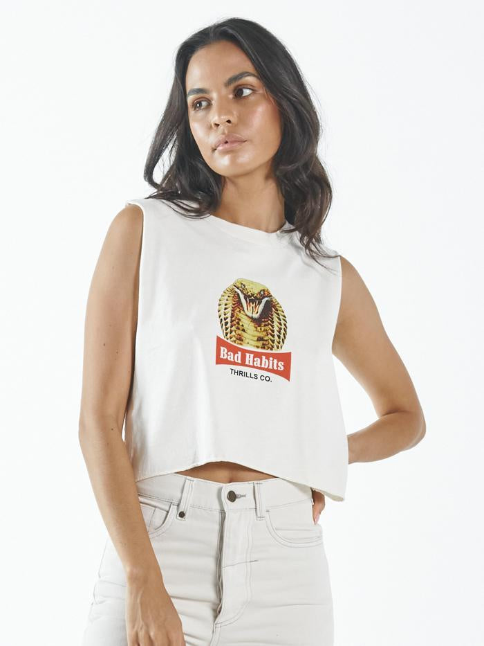 King Habits Crop Muscle - Heritage White