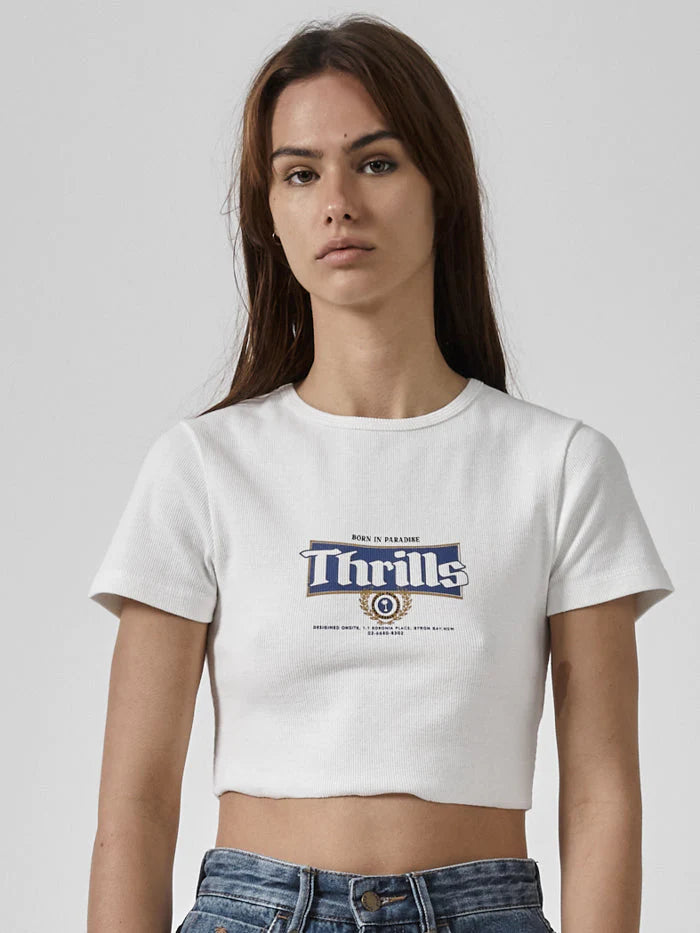 King Of Thrills Baby Crop Tee - Dirty White