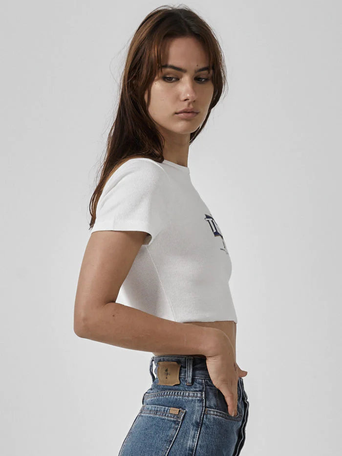 King Of Thrills Baby Crop Tee - Dirty White