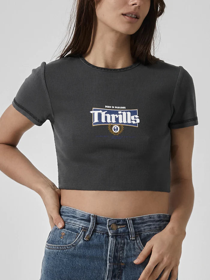 King Of Thrills Baby Crop Tee - Merch Black
