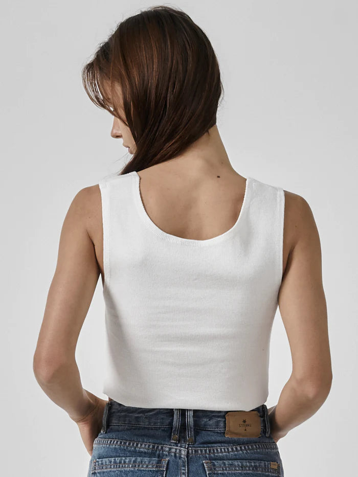 Golden Paradise Crop Rib Singlet - Dirty White