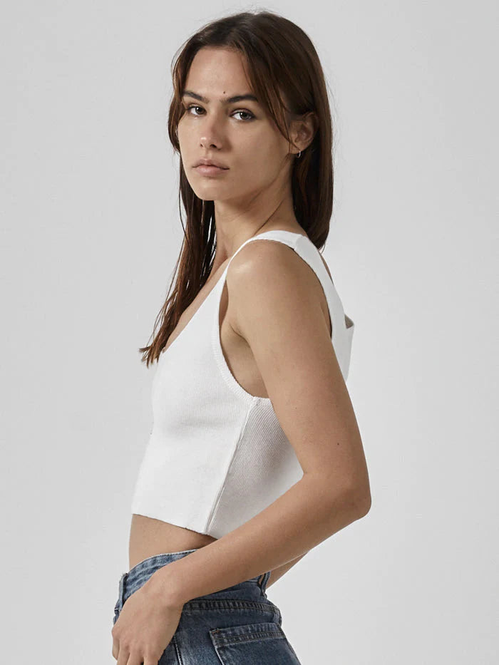 Golden Paradise Crop Rib Singlet - Dirty White