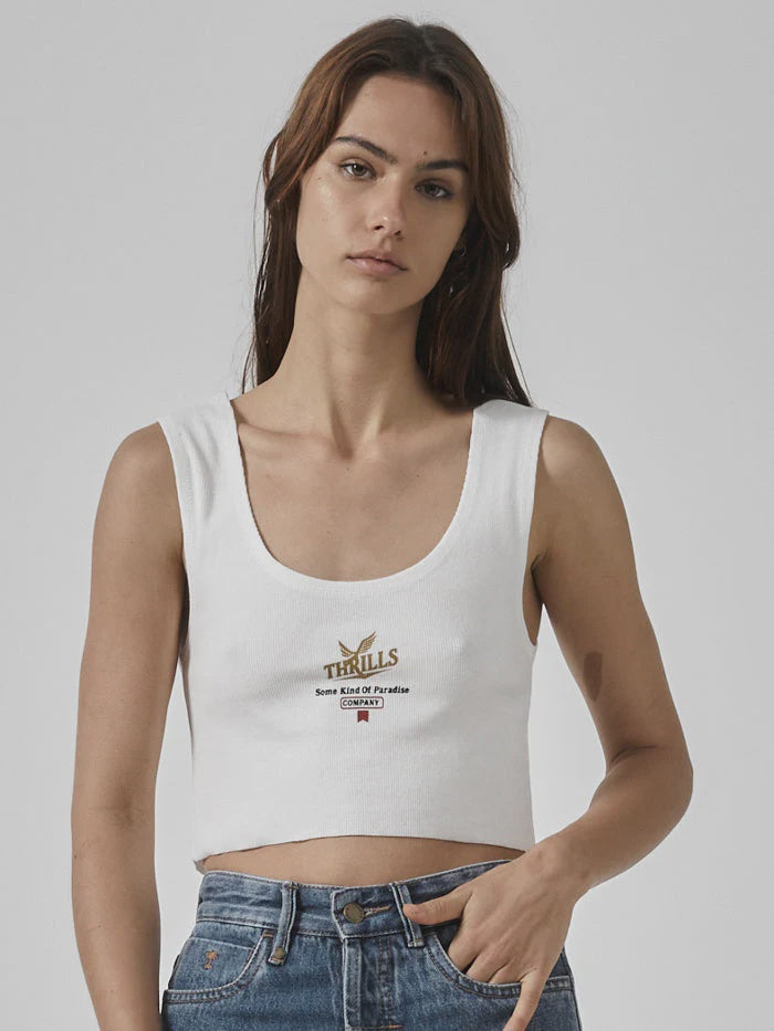 Golden Paradise Crop Rib Singlet - Dirty White
